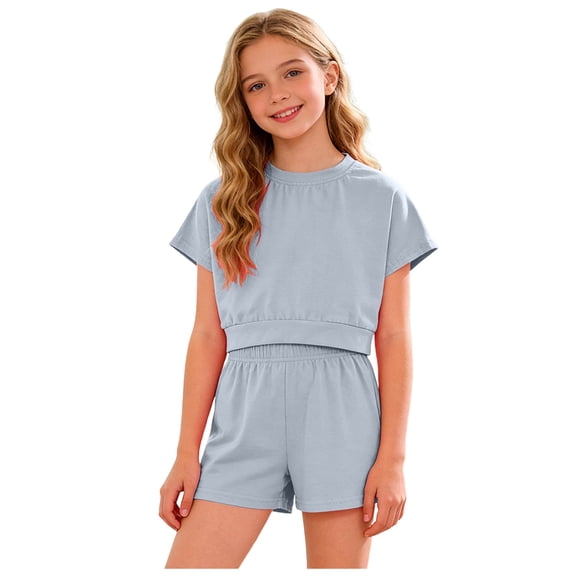Girls High Elastic Waisted Long Slack Pant Wide Leg Loose Fit Straight Casual Sweatpants