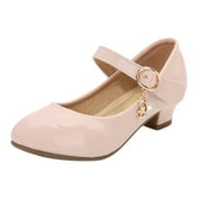 Girls High Heel Shoes Princess Shoes Primary School Students Single Shoes Children Leather Shoes Dress Shoes