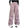 thumbnail image 1 of Girls High Waist Casual Y2k Wide Leg Cargo Pants, 5-16 Years, 1 of 7
