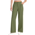 thumbnail image 1 of Girls High Waist Draped Straight Leg Trousers Casual Suit Style Pants with Pleated Front and Functional Pockets, 1 of 6