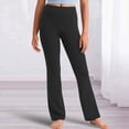 thumbnail image 1 of Girls High Waist Flare Leg Leggings, Soft Stretchy Yoga Pants Loungewear Casual Bottoms Black Soft Knit Kids Pants 10Y, 1 of 9