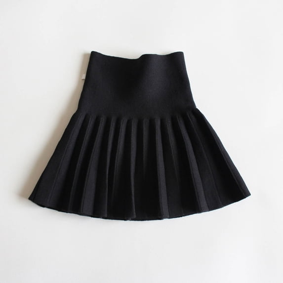 Girls High Waist Knit Pleated Skirt Stretchy Elastic Waistband Sweater A‑line Mini Skirts for School Casual Holiday Kids Bottoms 12-13Y