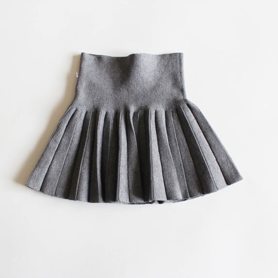 Girls High Waist Knit Pleated Skirt Stretchy Elastic Waistband Sweater A‑line Mini Skirts for School Casual Holiday Kids Bottoms 170