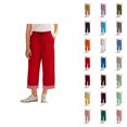 thumbnail image 1 of Girls High Waist Like Striped Culottes Casual Summer Pants With And Pockets Comfortable Straight Leg Cropped Wide Leg Trousers For Kids, 1 of 4
