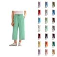 thumbnail image 1 of Girls High Waist Like Striped Culottes Casual Summer Pants With And Pockets Comfortable Straight Leg Cropped Wide Leg Trousers For Kids, 1 of 4