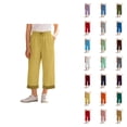 thumbnail image 1 of Girls High Waist Like Striped Culottes Casual Summer Pants With And Pockets Comfortable Straight Leg Cropped Wide Leg Trousers For Kids, 1 of 4
