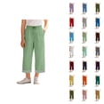 thumbnail image 1 of Girls High Waist Like Striped Culottes Casual Summer Pants With And Pockets Comfortable Straight Leg Cropped Wide Leg Trousers For Kids, 1 of 4