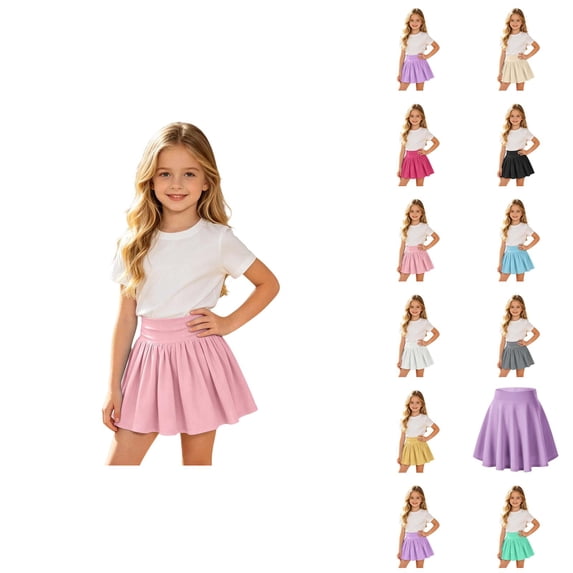 Girls High Waist Pleated Tennis Skirt For Sports Yoga Activewear With Built In Shorts