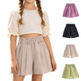 thumbnail image 1 of Girls' High Waist Shorts Elastic Casual Ruffle Drawstring Shorts Kids Summer Clothes 5-6 Years, 1 of 5