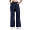 thumbnail image 1 of Girls High Waist Straight Leg Dress Pants with Pockets,School Uniform Pants Navy 5-6 Years, 1 of 7