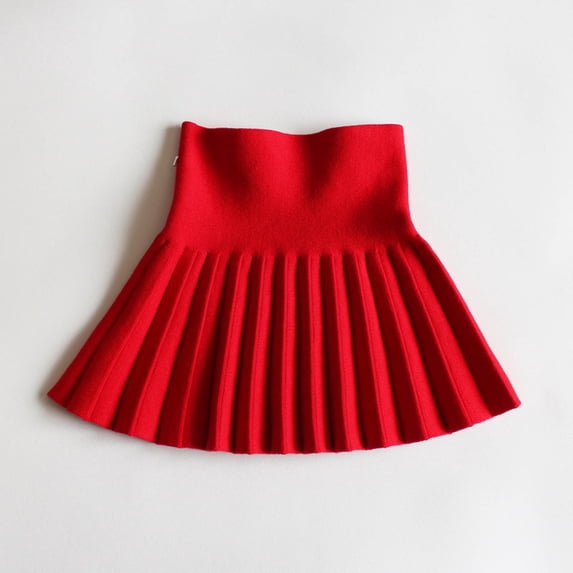 Girls High Waisted A-Line Skirt Stretchy Knitted Cute Flared Pleated Skater Uniform Skirts