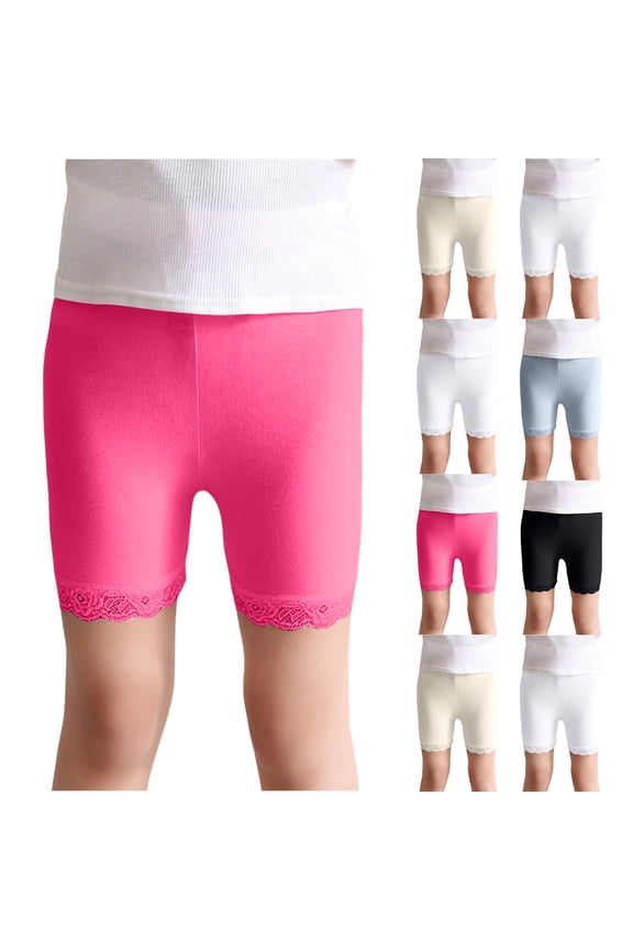 Girls High Waisted Athletic Biker Shorts - Kids Yoga Dance Gymnastics Comfy Workout Shorts