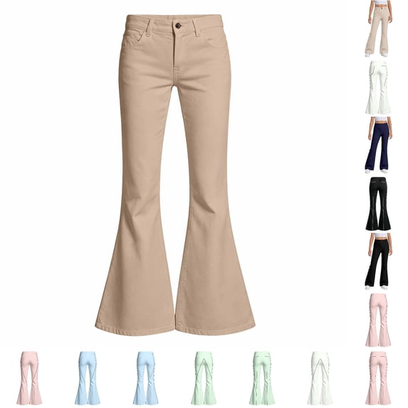 Girls High Waisted Flare Pants Uniform School Pants Kids Flare Bell Bottoms Casual Trousers 13-14 Years