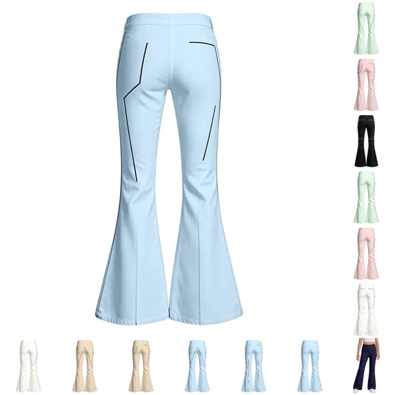 Girls High Waisted Flare Pants Uniform School Pants Kids Flare Bell Bottoms Casual Trousers 9-10 Years