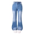 thumbnail image 1 of Girls High Waisted Flared Jeans Kids Stretchy Distressed Bell Bottom Denim Pants (6-13 Years), 1 of 5