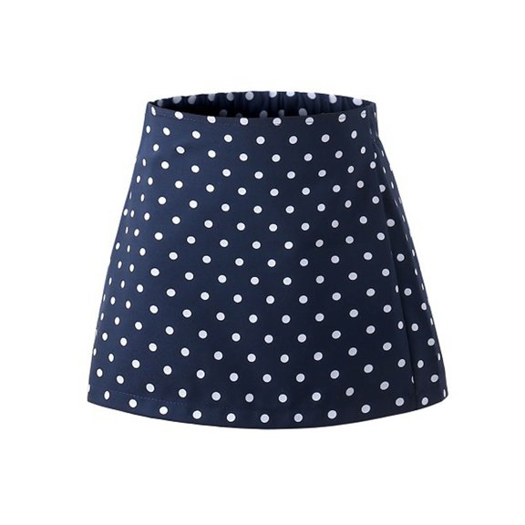 Girls High Waisted Mini Skirts Polka Dots Retro Fashion School Uniform A-line Short Skirt Elastic-Back (5 Years, Navy)