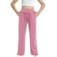 thumbnail image 1 of Girls' High Waisted Straight Leg Sweatpants Casual Athletic Loose Long Pants Elastic Waist Flowy Baggy Pants 5-14Y, 1 of 5