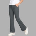thumbnail image 1 of Girls High Waisted Uniform Pants Kids Flare Dress Pants Casual Trousers with Pockets Gray 5-6 Years, 1 of 7