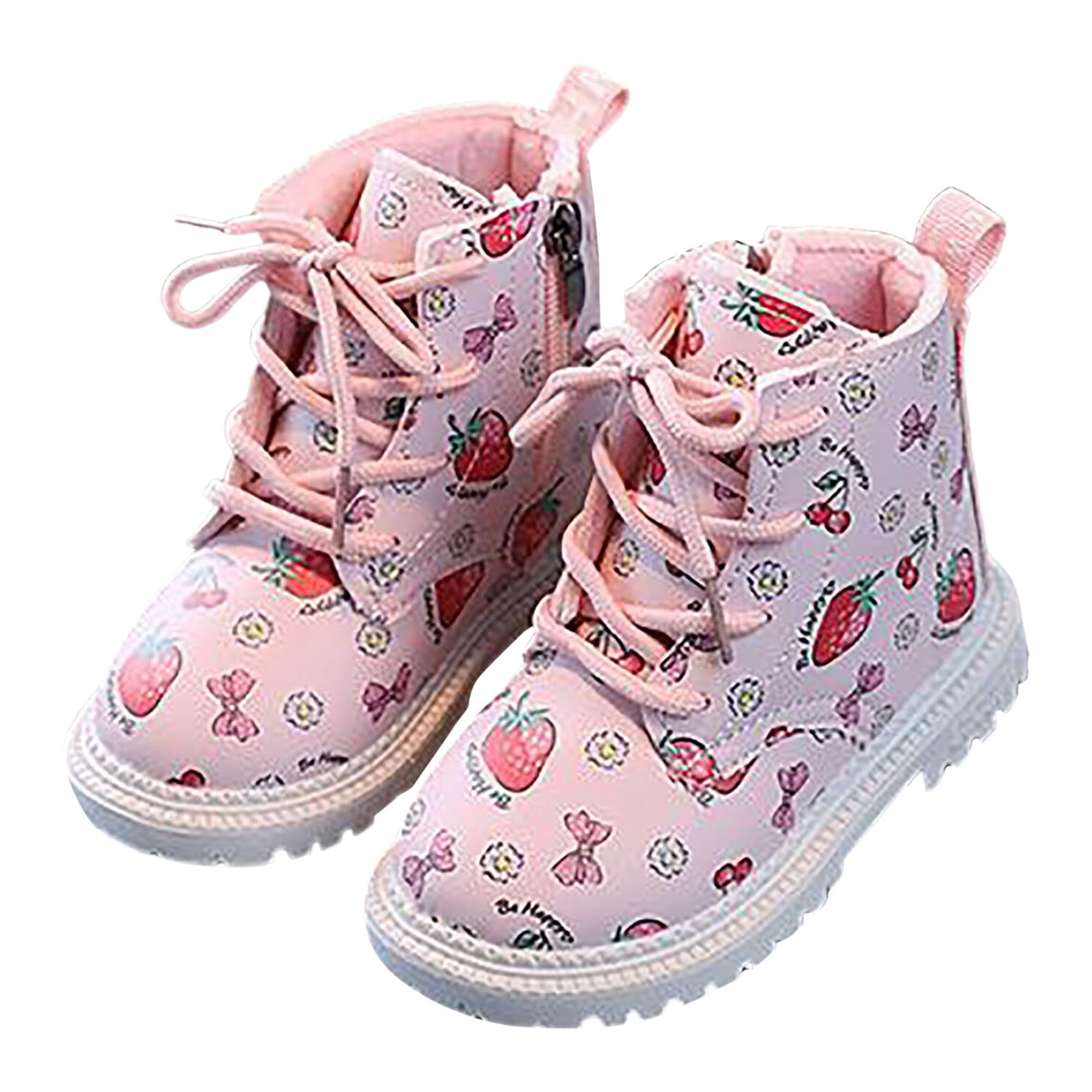 Girls Hiking Boots,Sweetheart Strawberry Leather Plush Girls Warm Boots