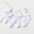 thumbnail image 1 of Girls Hiking Socks 5 Pairs Kids Ankle Socks Boys Girls Cotton Solid Color Dress Socks for School Uniform, Sports and Casual Wear Slipper Socks with Grippers White 6Y, 1 of 8