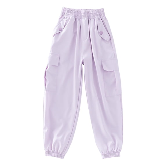 Girls Hip Hop Pants Girls Trendy Multipockets Cargo Pants Fashion Casual Elastic Waist Outdoor Hiking Pants