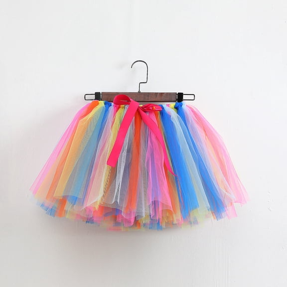 Girls' Holiday Carnival Color-Block Tulle Tutu Skirt – Patchwork Party Dance Ballet Skirt for Kids (2-12Y)