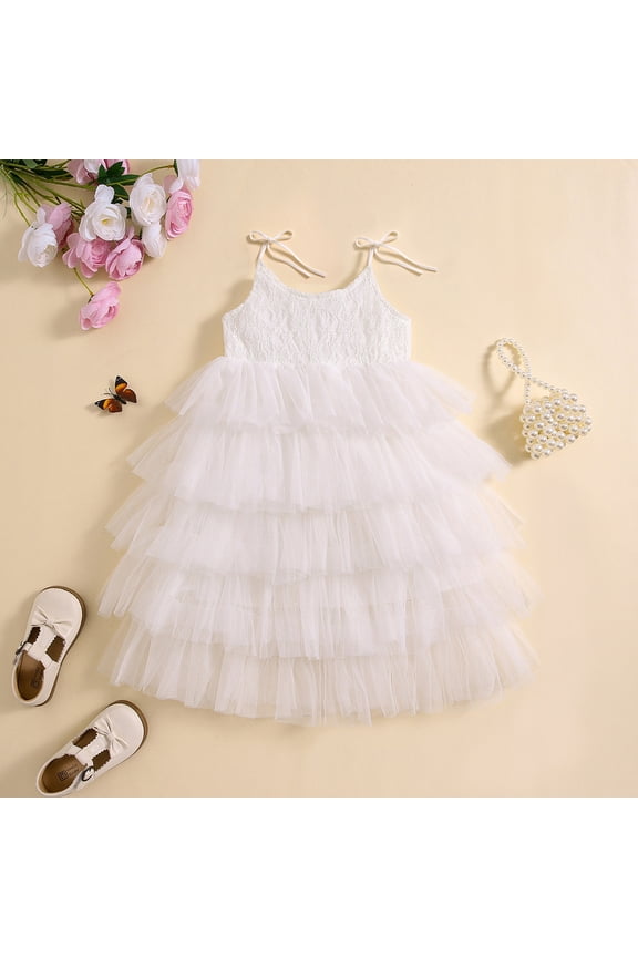 Girls Holiday Dresses Cartoon Birthday Dress Kids Rainbow Tutu Princess Skirt 4T