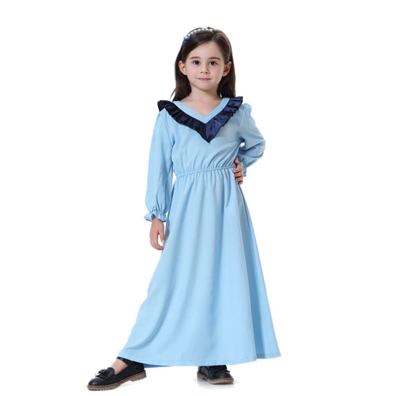 Girls Holiday Dresses Long Blue Dress Abaya Dress for Women Girls Party Dress Junior Dresses 2T
