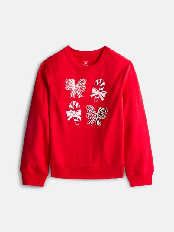 Girls Holiday Fleece Sweatshirt with Long Sleeves by Holiday Time, Sizes 4-18