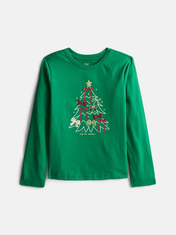 Girls Holiday Graphic Tee with Long Sleeves by Holiday Time, Sizes 4-24
