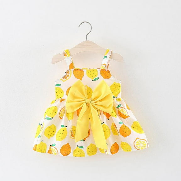 Girls Holiday Summer Lemon Cotton Cool Dress