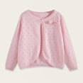 thumbnail image 1 of Girls Hollow out Knit Cardigan Open Front Cute Bow Lightweight Sweater Coats for Daily Holiday Wear 7Y, 1 of 3