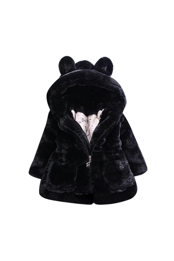 Girls Hooded Coat Christmas Gift Baby Girls Winter Hooded Coat with Rabbit Ears Toddler Kids Fall Winter Warm Jacket Save Big