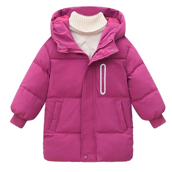 Girls Hooded Down Coat & Mid-length Padded Jacket for Girls,Windproof Winter Warm Thick Soft Cold Weather-Protective Jacket,Size:3-4 Years