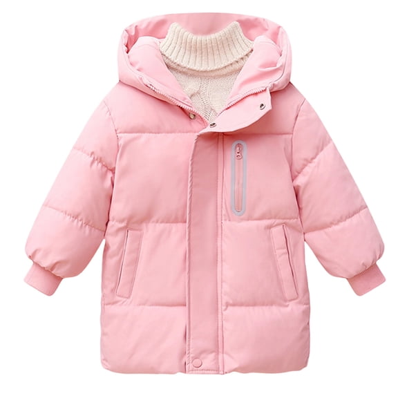 Girls Hooded Down Coat & Mid-length Padded Jacket for Girls,Windproof Winter Warm Thick Soft Cold Weather-Protective Jacket,Size:6-7 Years