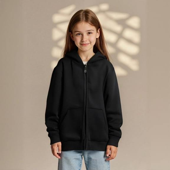 Girls Hooded Jacket Casual Pullover Sweatshirt for Toddlers and Kids - Cozy Winter Outerwear for Everyday Use and Parties