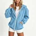 thumbnail image 1 of Girls Hooded Jacket Solid Color Zip Up Hooded Jacket Long Sleeve Ribbed Cuff Casual Outerwear Tops Daily Leisure Coat for Girls with Pockets, 1 of 9