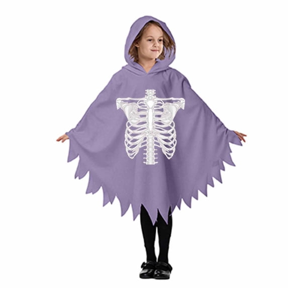 Girls Hooded Jumpsuits Long Sleeve Graphic Bluses Halloween Theme Dress Up Stylish Party Performance Tops for Kids