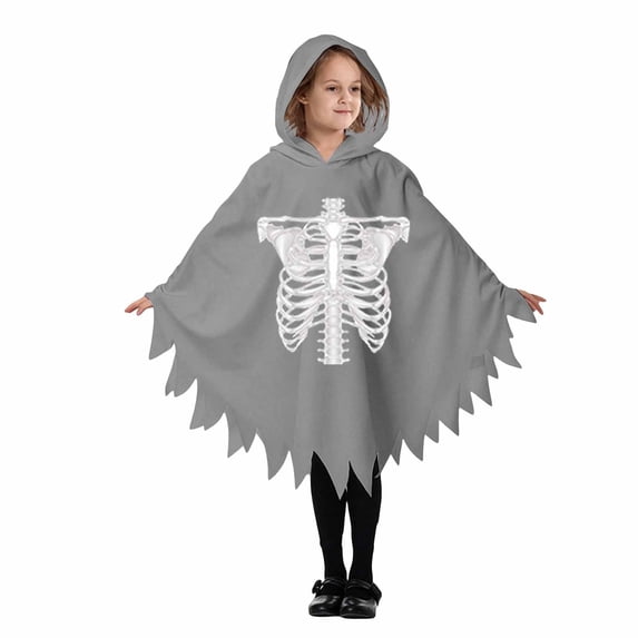 Girls Hooded Jumpsuits Long Sleeve Graphic Bluses Halloween Theme Dress Up Stylish Party Performance Tops for Kids