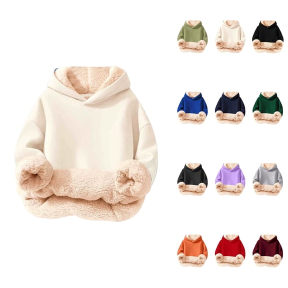 Girls Hooded Pullover Sweatshirt, Soft Sherpa Lined Fleece, Cozy Warm Jacket for Winter Play and Casual Wear