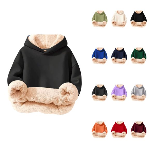 Girls Hooded Pullover Sweatshirt, Soft Sherpa Lined Fleece, Cozy Warm Jacket for Winter Play and Casual Wear