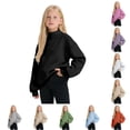 thumbnail image 1 of Girls Hooded Sweatshirt Warm Winter Pullover Soft Cozy Kids Top with High Neck Sweaters for Toddlers 4-5 Years, 1 of 4