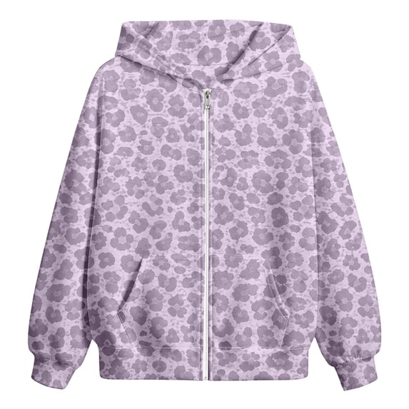Girls Hooded Sweatshirt Zip Up Y2k Leopard Track Jackets Girls Fall Fashion Outfits Size 3-4 Years