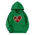 thumbnail image 1 of Girls Hooded Sweatshirts Trendy Heart and Letter Print Long Sleeve Hoodies Teen Fall Preppy Pullover Tops with Pocket 3-14Years, 1 of 3