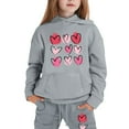 thumbnail image 1 of Girls Hooded Tracksuit 2PC Kids Pullover Sweatshirt Heart Graphics Boys Hoodies Jogging Pants Set 2 Pieces Sweatsuit for Age 2-13 Years Outfits(130 6-7 Years,Grey), 1 of 6