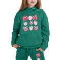 thumbnail image 1 of Girls Hooded Tracksuit 2PC Kids Pullover Sweatshirt Heart Graphics Boys Hoodies Jogging Pants Set 2 Pieces Sweatsuit for Age 2-13 Years Outfits(140 8-9 Years,Green), 1 of 6