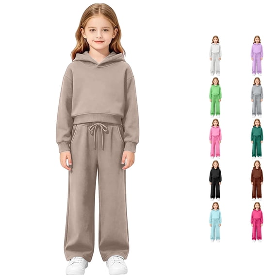 Girls Hooded Tracksuit Athletic Sweatsuit With Pockets Youth Jogging Sweatshirt And Sweatpants Back To School Outfits Set Girls Casual Outfit Sets