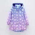 thumbnail image 1 of Girls Hooded Windproof Long Jacket, Big Kids Gradient Heart Print Pocket Warm Fall Winter Outerwear Coat Purple 4-5 Years, 1 of 6