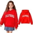 thumbnail image 1 of Girls Hoodie California Letter Print Hoodies Long Sleeve Lightweight Pullover Tops Loose Sweatshirt Winter Clothes Little Girls Clothes 9-10 Years Girls Clothing, 1 of 4