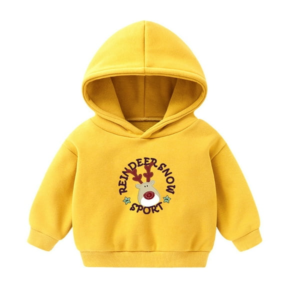Girls Hoodie Christmas Prints toddler Pullover Fleece Children Solid Plus Babies Hooded Color top tops Sweatshirt Size 18-24Month